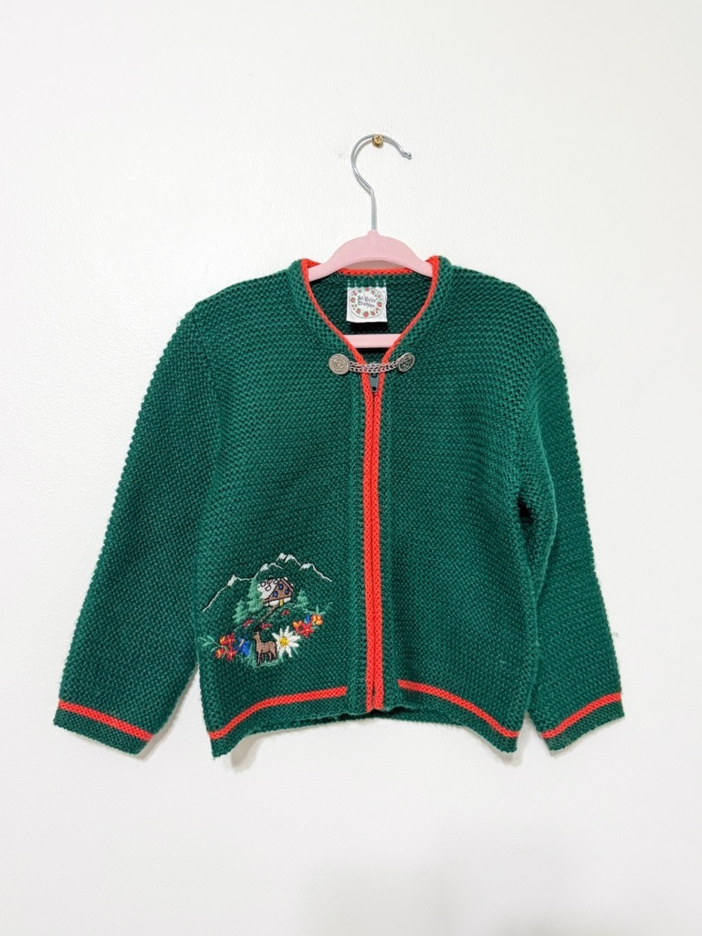 Vintage Embroidered St. Peter Trachten Cardigan Approx 2T Floral Farm Mountains